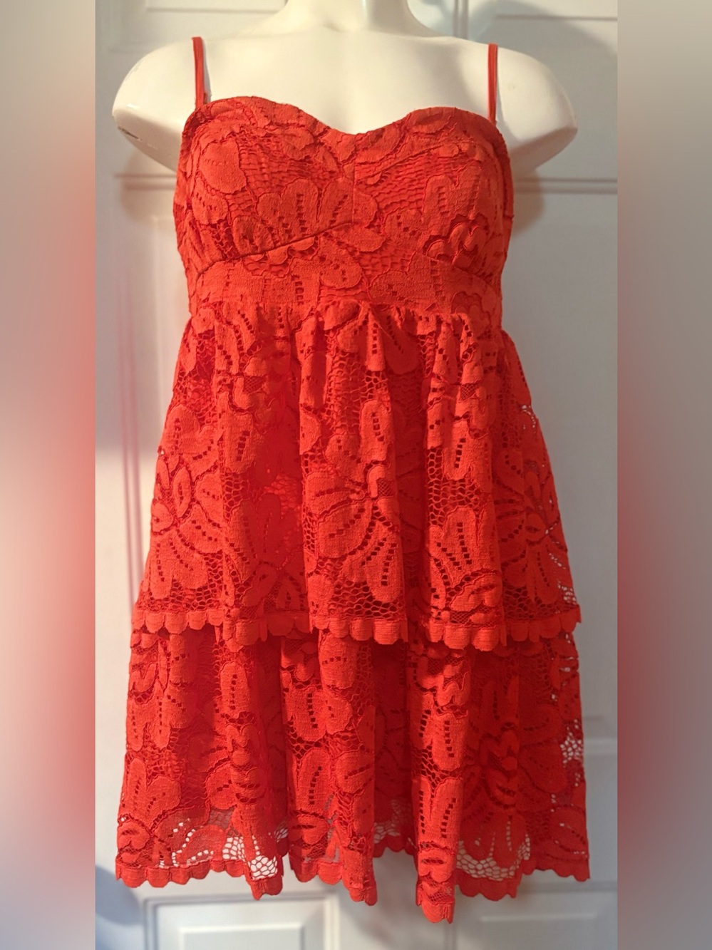 NWT Maeve Strap or Strapless Red Lace Mini Dress from Anthropologie Large